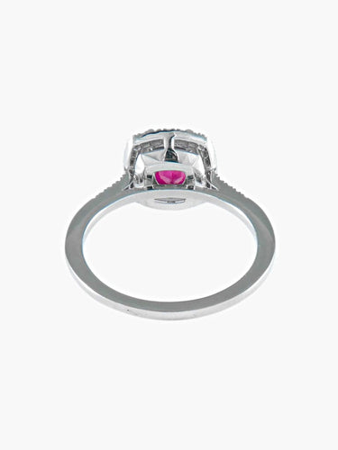 Bague 52 Bague coussin rubis en or gris palladié et diamants 58 Facettes 41950019