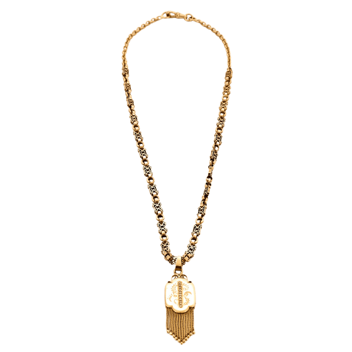 Collier Collier ancien or jaune début XXe avec pendentif. 58 Facettes