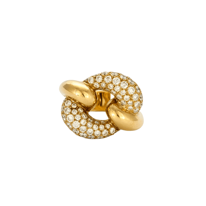 Bague 54 Bague maillon de chaine en or jaune et diamants 58 Facettes