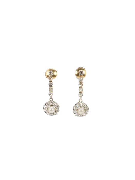 Pearl diamond drop earrings