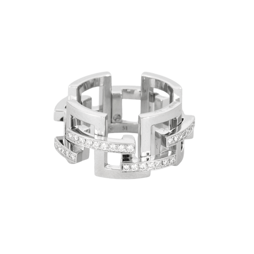 51 MELLERIO - Graphic - Bague or blanc et diamants 58 Facettes J1WG334-0D51