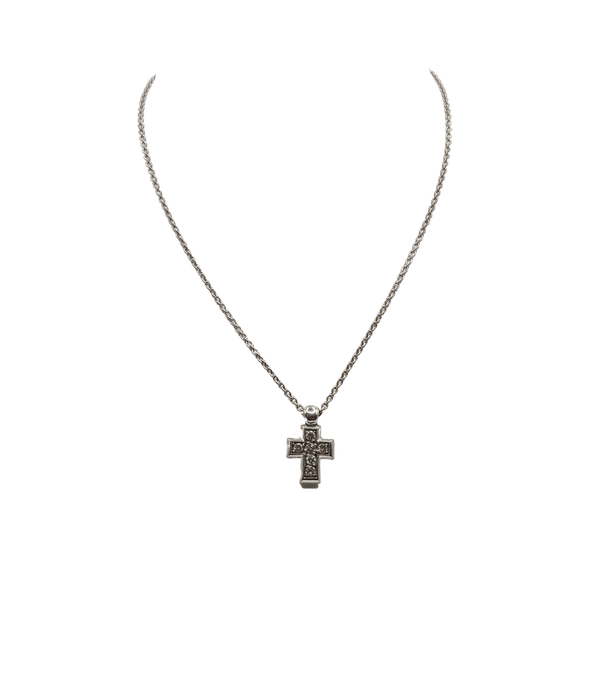 Collier Collier et pendentif croix or blanc 18 carats sertis de diamants 58 Facettes