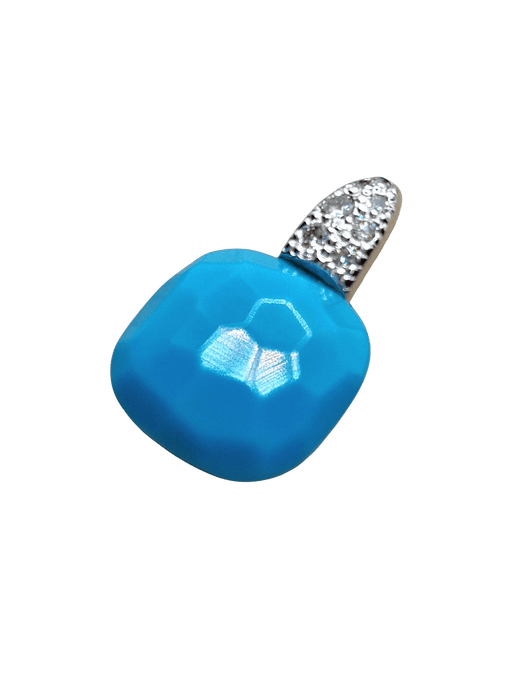 Pendentif POMELLATO - Pendentif Capri or blanc, diamants, turquoise 58 Facettes