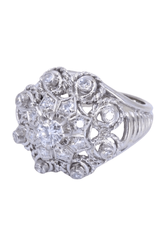 Bague 54 Bague fleur or blanc et diamants 58 Facettes 088891