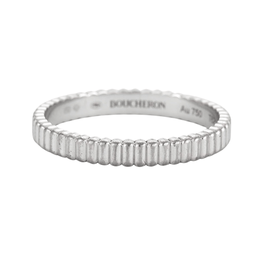 Bague Boucheron - Bague Alliance Grosgrain or blanc 58 Facettes DV2023-2