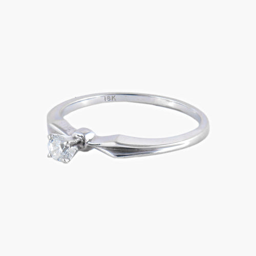Bague 54.5 / Or Blanc / Diamants Bague "EVA" - Bague solitaire en or blanc 18k et diamant 0,10 ct 58 Facettes BO/220033 STA