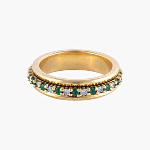 Bague 54.5 / Or Jaune Bague alliance «Phœbé» tour complet en or jaune 18k et diamants 58 Facettes BO/220067