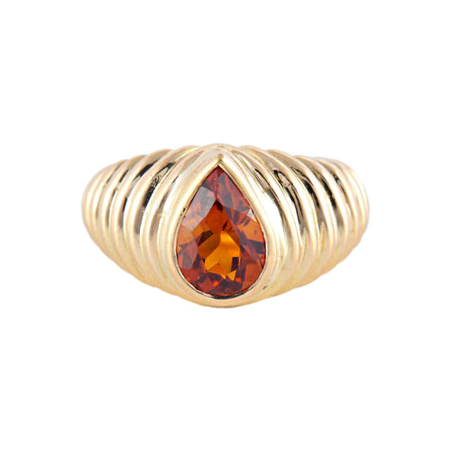 Bague 52 Bague "Shyne" godronnée en or jaune 18 carats et citrine 58 Facettes BO/220038