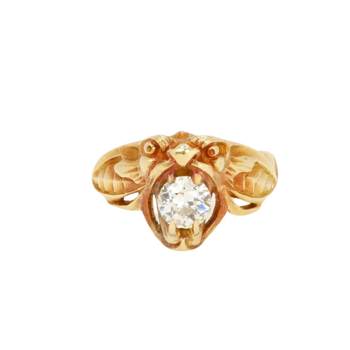 Vecchio anello Chimera in oro con diamanti da 0,95 ct