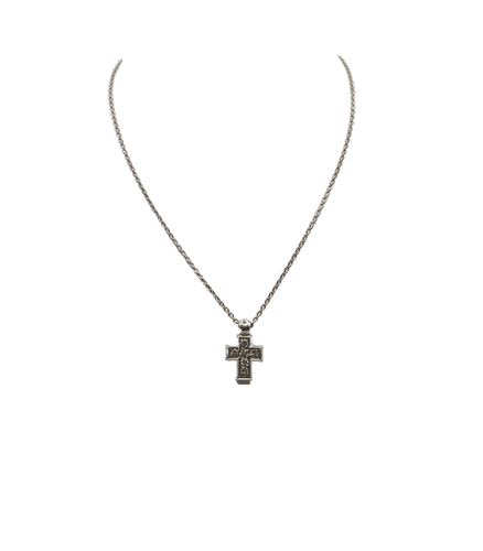 Collier Collier et pendentif croix or blanc sertis de diamants 58 Facettes