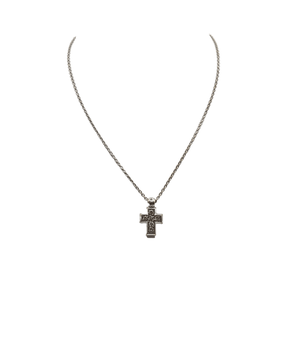 Collier Collier et pendentif croix or blanc sertis de diamants 58 Facettes