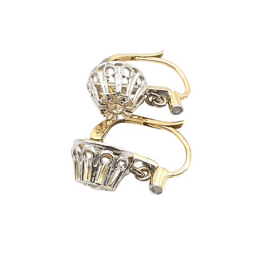 Boucles d'oreilles Boucles d'oreilles dormeuses or jaune et blanc Diamants 58 Facettes