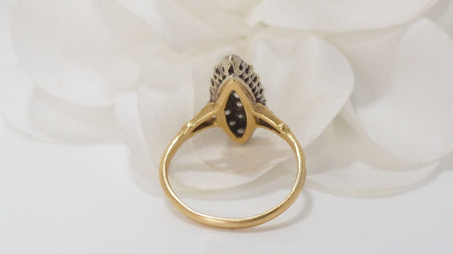 Bague 56 Bague marquise en Or bicolore et Diamants 58 Facettes 30627