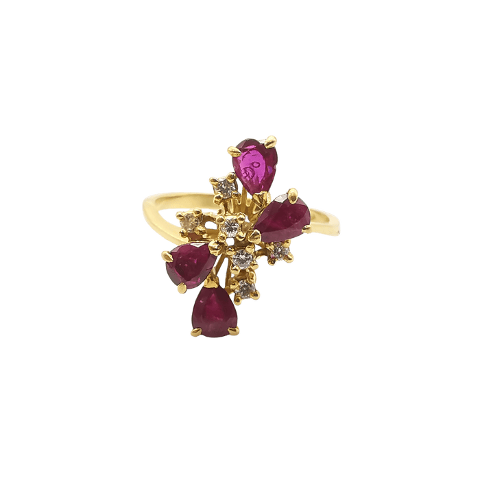 Bague 54 Bague en or jaune rubis et diamants 58 Facettes