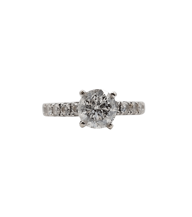 Bague 49 Bague solitaire or blanc diamant de 1,15 carat - certificat 58 Facettes A04032