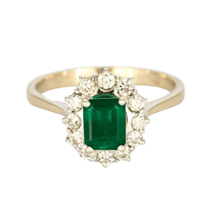 Bague 55 Bague Marguerite Or Blanc Emeraude Diamants 58 Facettes GU151