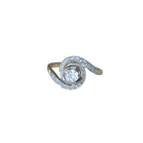 Bague 56.5 Bague or jaune platine et diamant 58 Facettes