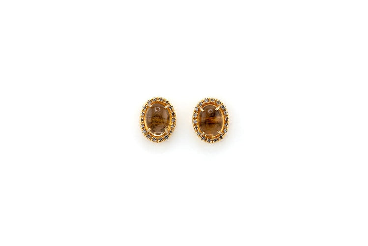 Boucles d'oreilles Oro Giallo Boucles d’oreilles en or jaune 18 kt avec pierre jaune 58 Facettes ORC04