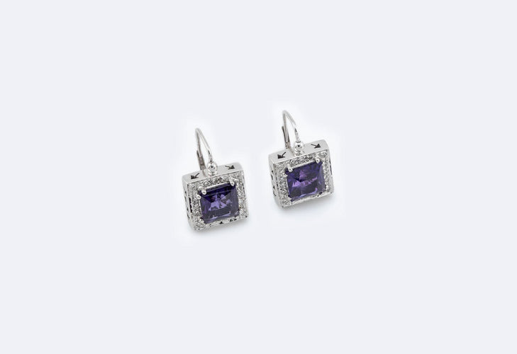 Boucles d'oreilles Oro Bianco Boucles d’oreilles en or blanc 18 kt avec améthystes 58 Facettes ORC189