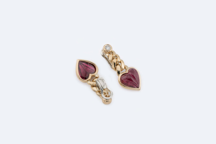 Boucles d'oreilles Oro Giallo Boucles d’oreilles en or jaune 18 kt avec rubis et diamants 58 Facettes ORC190