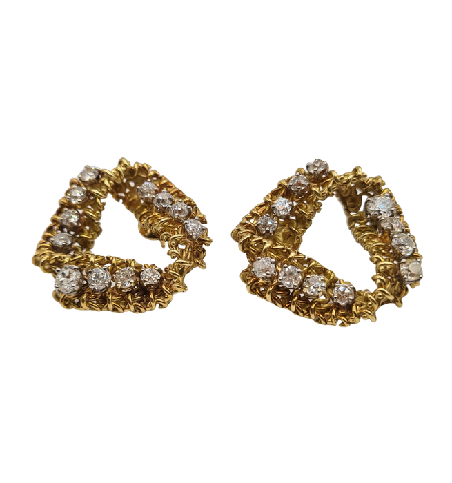 Yellow gold earrings set with old-cut diamonds