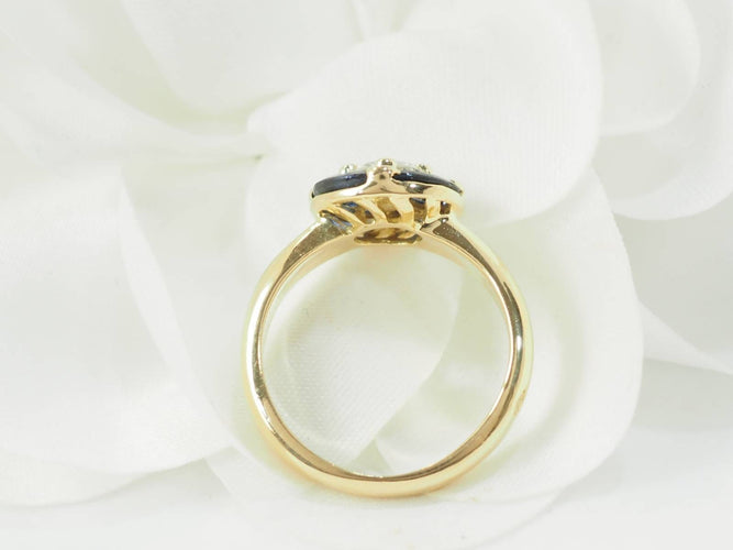 Bague 51 Bague ronde en or jaune 18 ct avec diamant et saphirs 58 Facettes 33402