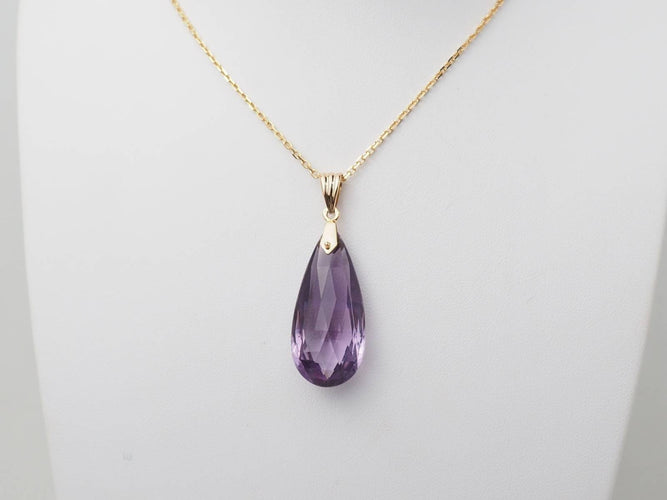 Pendentif Pendentif en or jaune 18 ct et améthyste briolette 58 Facettes 33208