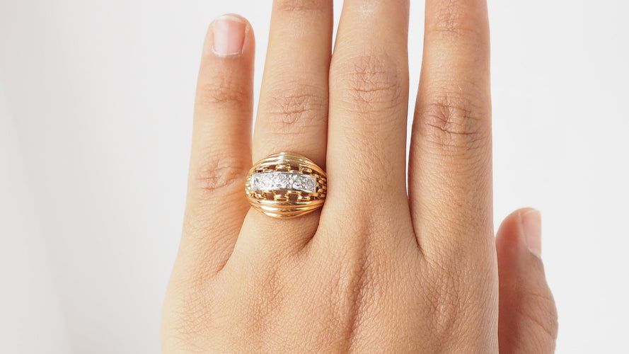 Bague 52 Bague Tank années 40 or jaune et diamants 58 Facettes 28393