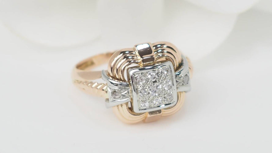 Bague 54 Bague Tank en or jaune 18 kt et diamants 58 Facettes 32894