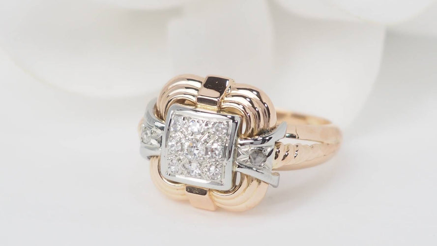 Bague 54 Bague Tank en or jaune 18 kt et diamants 58 Facettes 32894