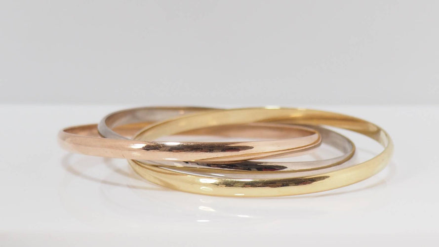 Bracelet Cartier Trinity - Bracelet demi-jonc en or jaune, rose et blanc 18 ct 58 Facettes 31245