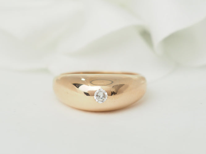 Bague 47 Bague jonc anglais en or jaune 18 kt et diamant 58 Facettes 33472