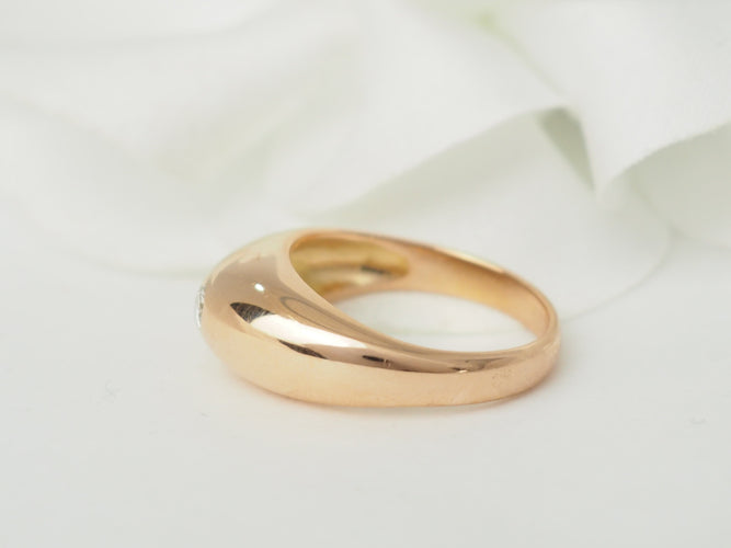 Bague 47 Bague jonc anglais en or jaune 18 kt et diamant 58 Facettes 33472