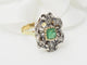 Bague 55 Bague ancienne en or jaune 18 kt, émeraude et diamants taille rose 58 Facettes 33262