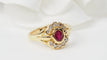 Bague 53 Bague marguerite en or jaune 18 ct, rubis et diamants 58 Facettes 32917