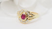 Bague 53 Bague marguerite en or jaune 18 ct, rubis et diamants 58 Facettes 32917