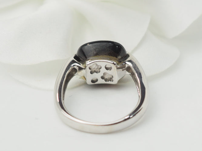 Bague 53 Bague en or blanc 18 ct avec quartz fumé et diamants 58 Facettes 33304