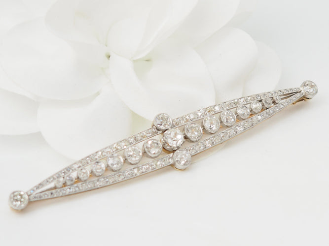 Broche Broche épingle Art déco en or jaune, platine et diamants 58 Facettes 33487