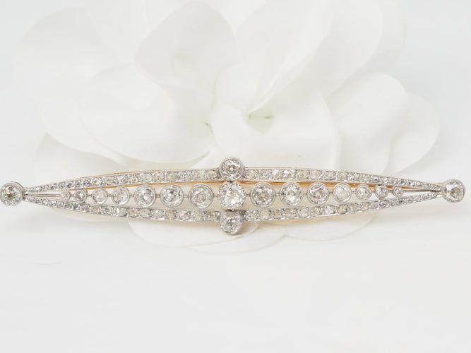 Broche Broche épingle Art déco en or jaune, platine et diamants 58 Facettes 33487