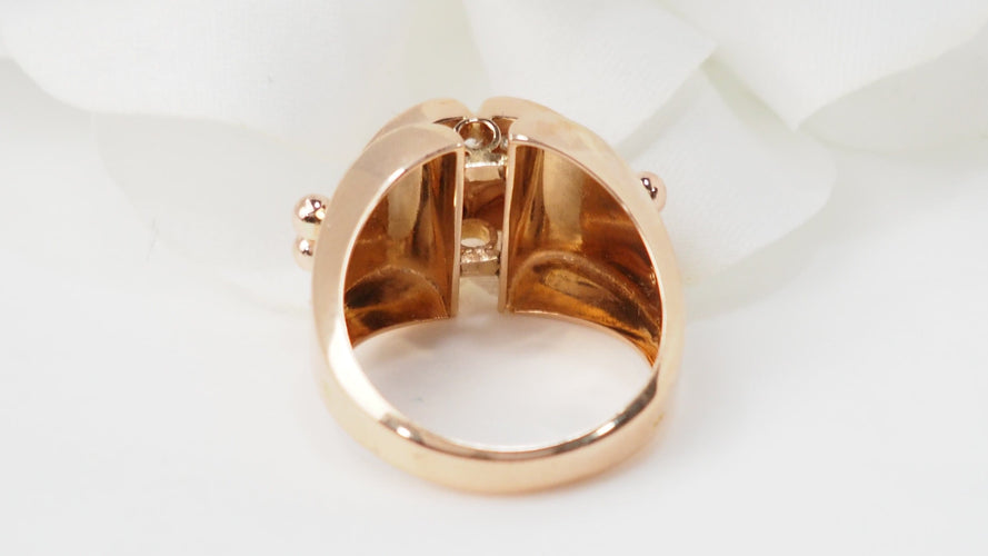 Bague 53 Bague tank années 1940 en or rose 18 kt et diamants 58 Facettes 32939