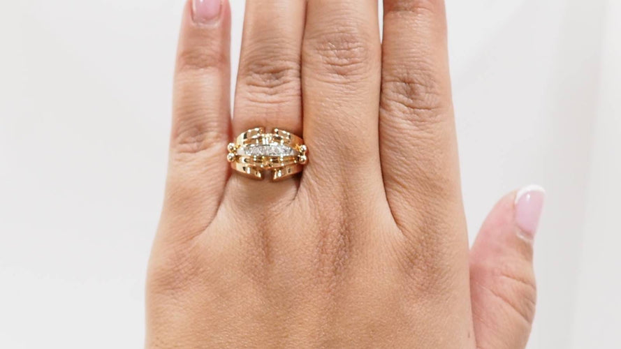 Bague 53 Bague tank années 1940 en or rose 18 kt et diamants 58 Facettes 32939