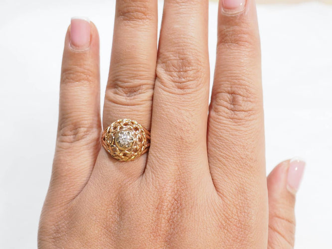 Bague 55 Bague tank ajourée en or rose 18 kt et diamant 58 Facettes 33321