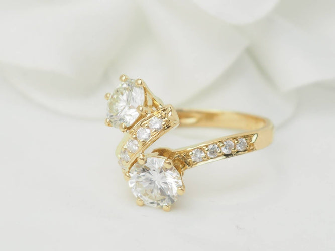 Bague 52 Bague Toi et Moi en or jaune 18 ct et diamants 58 Facettes 33541