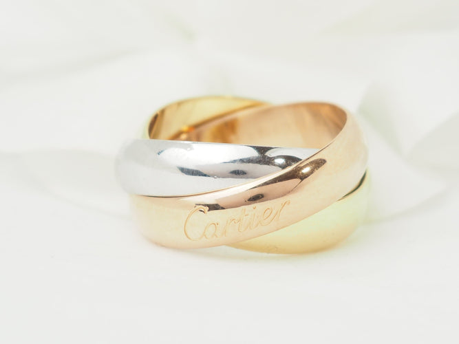 Bague 56 Cartier Trinity XL - Bague en or blanc, rose et jaune 18 kt 58 Facettes 33590