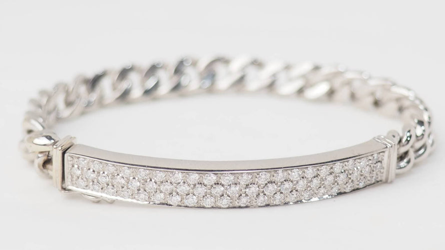 Bracelet Bracelet souple en or blanc 18 kt pavé de diamants 58 Facettes 32978