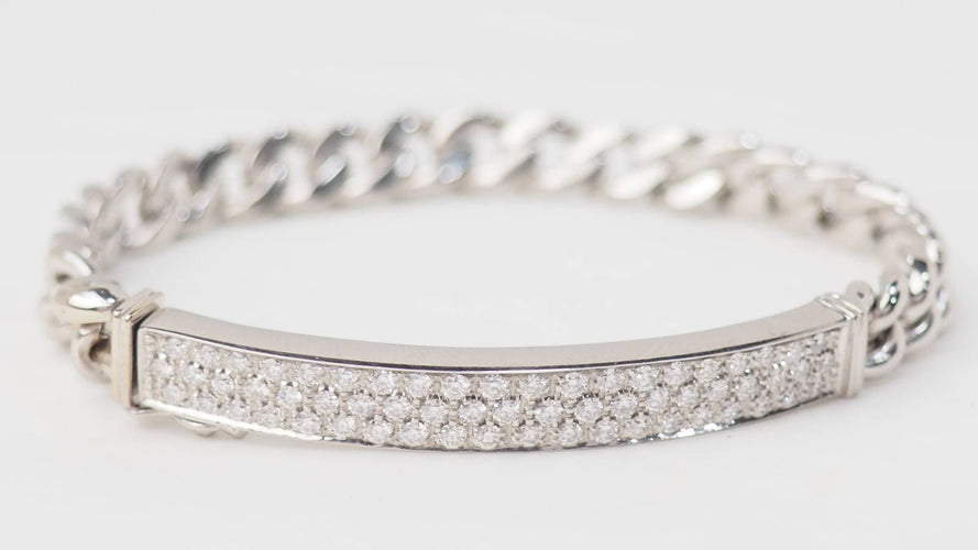 Bracelet Bracelet souple en or blanc 18 kt pavé de diamants 58 Facettes 32978