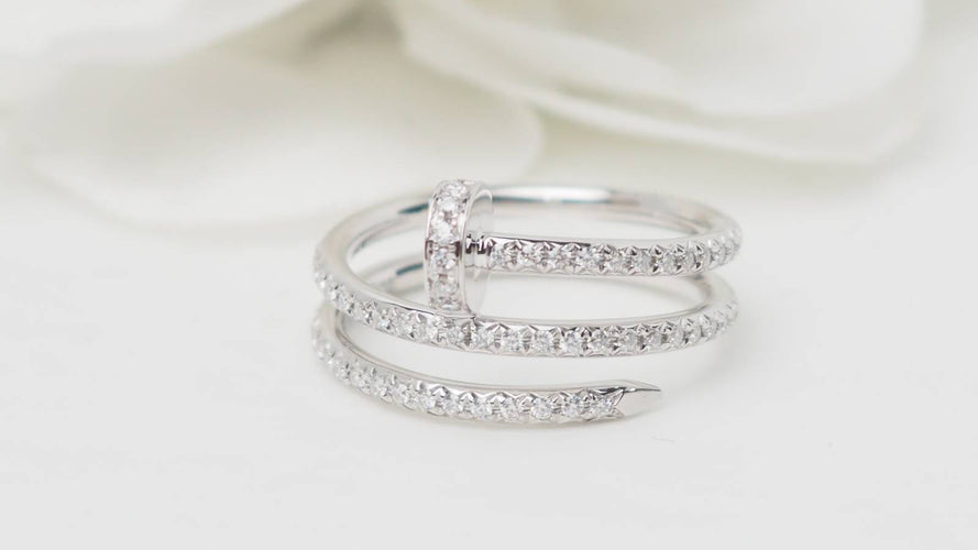 Bague 56 Cartier Juste un Clou - Bague en or blanc 18 kt et diamants 58 Facettes 32685