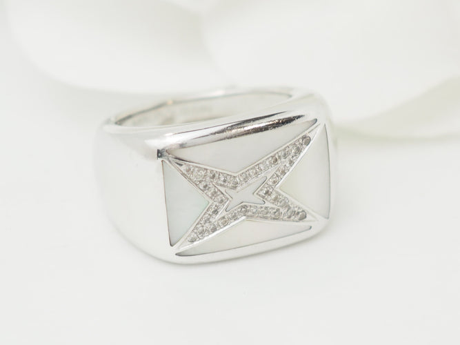 Bague 50 Mauboussin Grande Vie - Bague en or blanc 18 ct, nacre et diamants 58 Facettes 33601