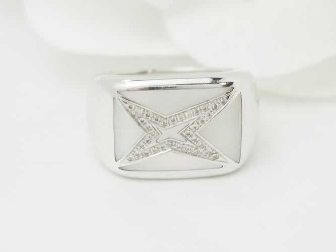 Bague 50 Mauboussin Grande Vie - Bague en or blanc 18 ct, nacre et diamants 58 Facettes 33601