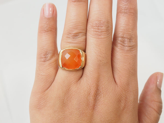 Pierścionek 52 Pierścionek Pierścień sygnetowy z żółtego złota 18 ct i karneolu 58 Facettes 33632